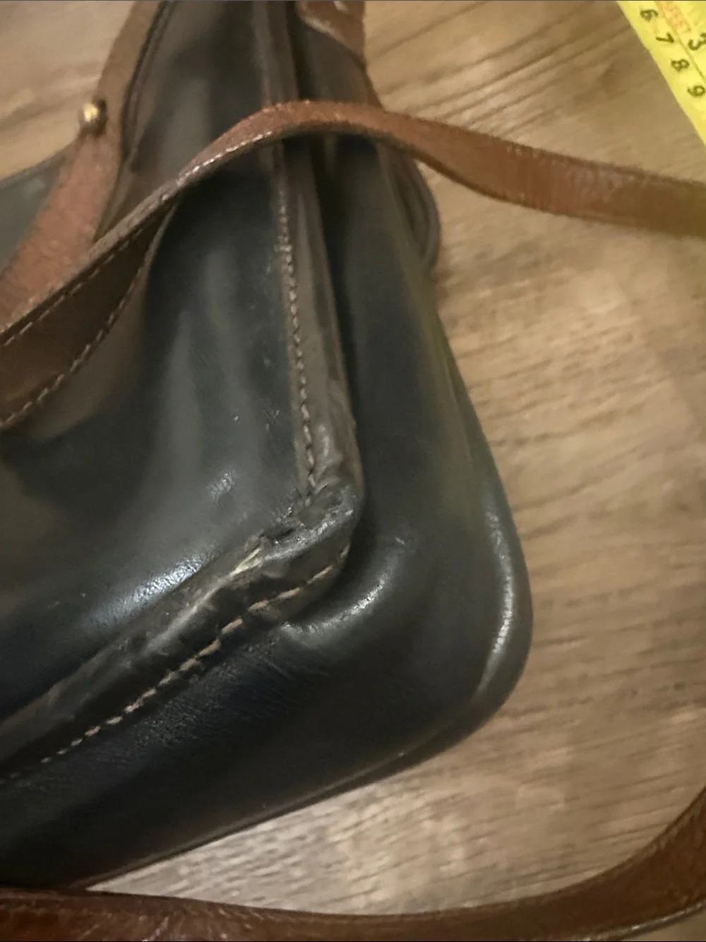 Brahmin Vintage Tuscan Brown Croc-Flap and Black Leather Messenger Bag